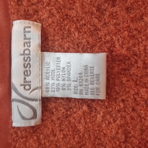 Dress Barn 23% wool burnt orange sweater. Fringe yarn style. Size large. - Picture 5 of 8